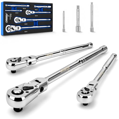 DISEN 6 Piece Flex-Head Ratchet Wrench Set with EVA Storage Case