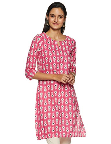 Image of ABOF Women's Cotton Straight Kurta (BOA19AWEWKU3046079 Pink X-Large)