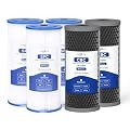 2-Stage 10 x 4.5 inch Whole House Water Filter Replacement Cartridges, 20 Micron Pleated Sediment and 5 Micron Carbon Block Water Filters (3P Pleated & 2P Carbon)