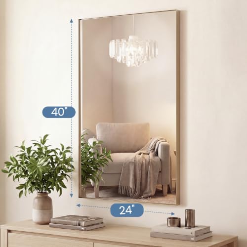 Image of NEWBULIG 24 inchx40 inch Vanity Mirror, Bathroom Mirrors for Over Sink, Gold