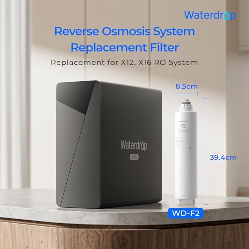 Waterdrop WD-F2 Filter, Ersatz für Alle Umkehrosmosesysteme der WD-X-Serie, WD-X8 & X12-Basic & WD-X12-Alkaline & WD-X16, 6-Monate Lebensdauer