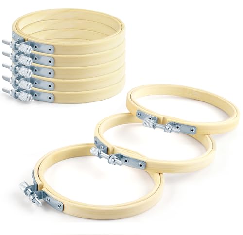TINDTOP 8 Pieces 3 Inch Embroidery Hoops, Bamboo Frame Circle Cross Stitch Hoop Ring Embroidery Hoops Set for Embroidery and Cross Stitch
