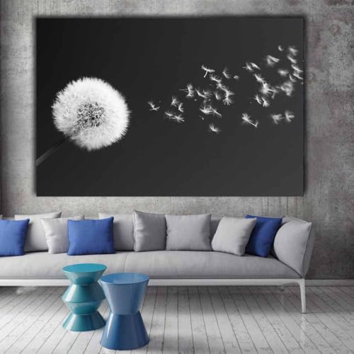 Poster noir et blanc pissenlits decoration murale salon chambre et cuisine grande taille