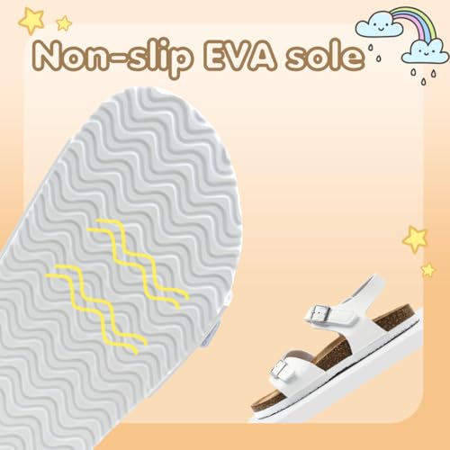 Image of Torotto Toddler Kids Sandals Boys Girls Cork Footbed Sandals with Adjustable Buckle Casual Slides Open Toes Flat