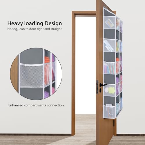 Image of Univivi Hanging Yarn Storage Organizer, Extra Large 5 Tiers Crochet Bag Organizer with Clear Deep Pockets, Over the Door Yarn Storage for Crochet Hook, Knitting Needles (Grey)