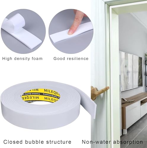 Image of Single-Sided Foam Tape EVA White,2Pack x 2in x 16.4FT | Multipurpose Sponge Sealing Strip Window Door Insulation Table Edge Protector Wall Bumper Guards