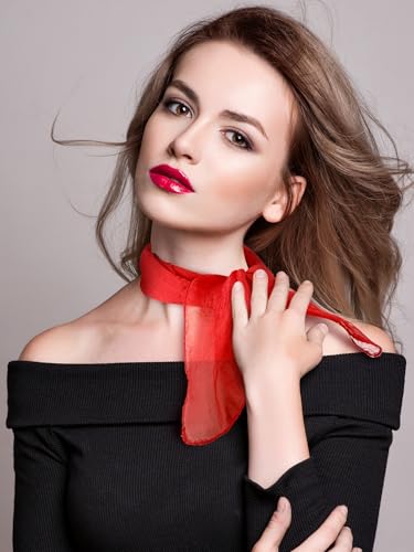 Boao 12 Pcs Chiffon Scarf 50s Sheer Square Retro Neck Head Chiffon Scarf for Women Girls2