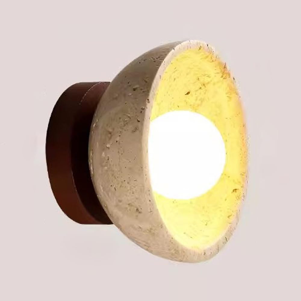 SMCCYYSD Dome Wall Sconce Nordic Mount Light Natural Stone Sconces Lighting with White Glass Ball Living Room Lights Bedroom Bedside Lamps Indoor Nightlight Fixture