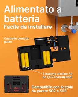 Cronotermostato WiFi a Batteria EZAIoT – Caldaia Gas, Scatola 502/503, Programmazione 7×6, NO/NC, 2.4GHz, Controllo Vocale Alexa/Google, Tuya APP, Nero