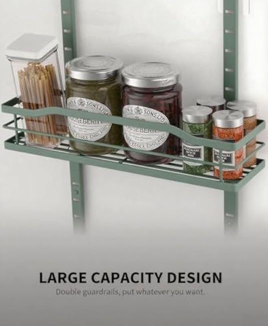 Moforoco Sage Green 9-Tier Over The Door Pantry Organizer, Pantry Organization and Storage, Black Hanging Basket Wall Spice Rack Seasoning Shelves