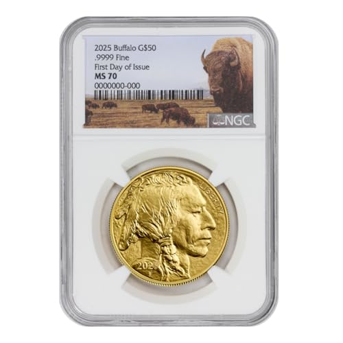 2025 No Mint Mark 1oz American Gold Buffalo MS-70 First Day of Issue Bison Label $50 NGC MS70