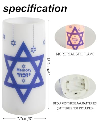 Image of Yahrzeit Memorial Candles with Timer Remote Control 2Pcs | Loss of Loved One Sympathy for Bereavement Gifts,,Shabbat Holiday,Hanukkah Decorations,4 /6 Hours Timer