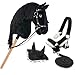 Produktbild Hobby Horse Friese, Schwarz, A3, Pferd, komplett mit Netz, Trense, Zügel, Halfter und Insektenkappe, Pferdekopf, Stab für Hobby Horsing Kinder und Jugendliche
