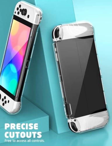 Image of mumba Case for Nintendo Switch OLED 2021, [Thunderbolt Series] Protective Clear Cover with TPU Grip Compatible with Nintendo New Switch OLED 7 Inch Console and Joy-Con Controller (Clear)