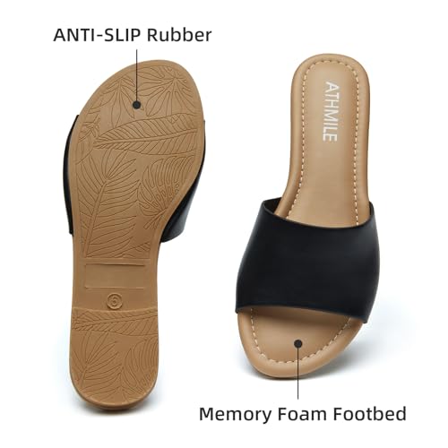 ATHMILE Sandals for Women 2025 One Band Womens Sandals Dressy Open Toe Flats Summer Slides for Casual Party Cute Beach4