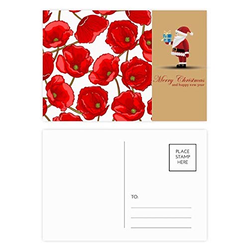 Cartes postales père Noël fleurs rouges l'élégance papier mat premium