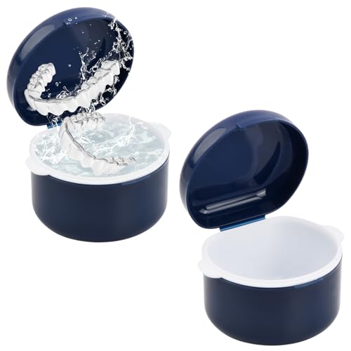 2 Pcs Portable Retainer Box, Retainer Denture Case, Orthodontic Dental Appliance Case, Invisible Braces Storage Box, with Basket for Braces, Retainers, Gum Shields
