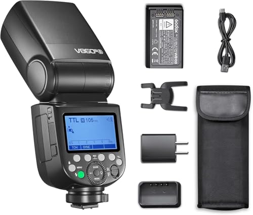 Godox V860III-C E-TTL II Flash 1/8000s 2.4G GN60 HSS Camera Flash Speedlite con Batería 450 Full Power Flash Compatible con Canon EOS 6D M50 Mark II 90D (V860III-C)
