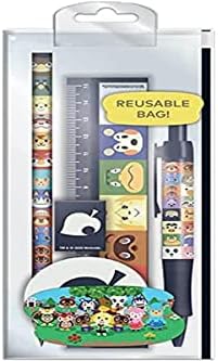 Pyramid International Animal Crossing 6-Piece Stationery Set with Pen, Pencil, Ruler, Pencil Sharpener, Eraser and Pencil Case - Official Merchandise
