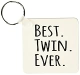 3dRose Best Twin Ever - gifts for twin brothers or sisters - siblings - family and relative - Key Chains, 2.25 x 2.25 inches, set of 2 (kc_151545_1)