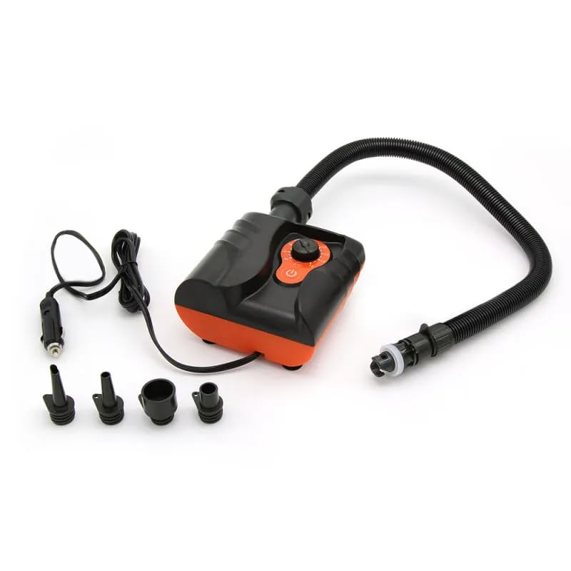 RYDE E-Pump First - Pompe Électrique Sup Haute Pression 16 PSI – Gonfleur 12V Allume-Cigare Rapide pour Paddle, Kayak et Bateau Gonflable – Stop Automatique & 5 Embouts Inclus – Débit 70L/Min