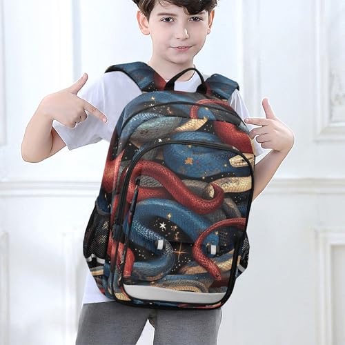 Snakes Stars Backpack Lightweight Bookbag Travel Backpack College School Laptop Bag with Reflective Stripes4