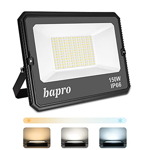 Proyectores Led Exteriores 150W Focos LED Exterior 3000K-4000K-6500K Ajustable, 15000LM Regulable Foco Proyector LED Exterior Control del Interruptor,...
