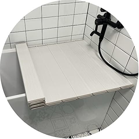CDDUOLA Folding Bathtub Cover, Waterproof Bathtubs Insulation Board, Baths Storage Rack for Phone Tablet Bracket, Thickness 1cm (Color : White, Size : 75X160X1CM) Cover