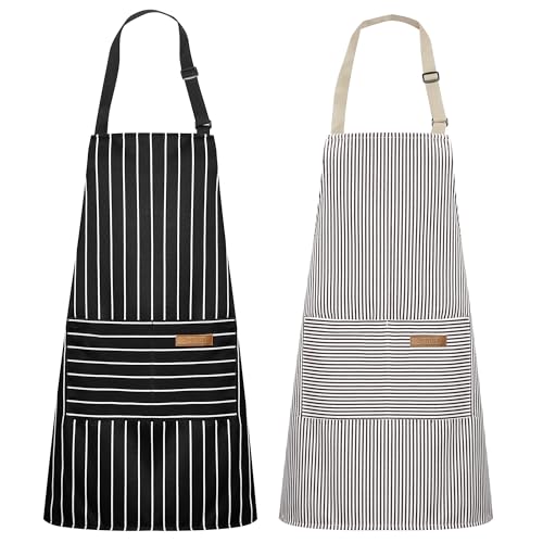 Syntus 2 Pack Kitchen Aprons, Apron for Cooking with 2 Pockets for Men Women Adjustable Bib Chef Apron