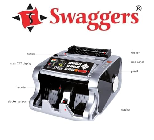 Image of swaggers Highest Selling Mix Value Note Counting Machine with Fake Note Detection| Used in Banks, Offices, Hotels, Hospitals, Schools, Colleges, Retails Shops, Jewellery Shops etc.