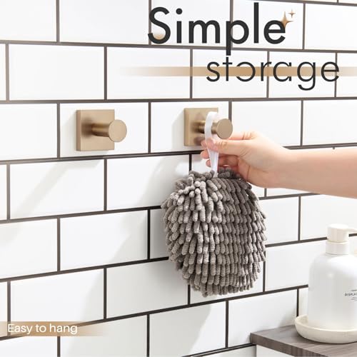 KOKOSIRI Robe Hooks Bath Towel Hooks for Wall Closet Kitchen Hanging Towels Bathroom Hardware Champagne Bronze Stainless Steel 2 Pack, B1016CPG-P2 by KOKOSIRI - Image 4