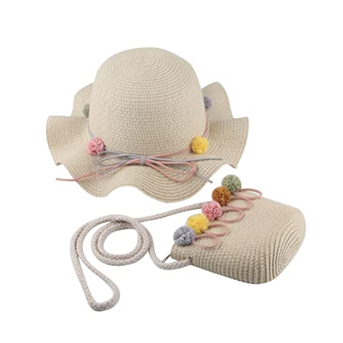 Sombrero para niñas beige con bolsa de almacenamiento para protección solar en la playa