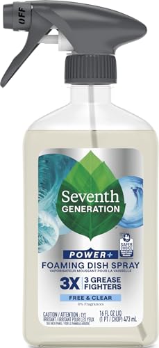Image of Seventh Generation Foaming Dish Spray, 3X Grease Fighters, Free & Clear, 16 Fl. Oz.