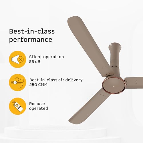 Image of atomberg Studio Ventra 1250mm BLDC Ceiling Fan with Remote Control | BEE 5-Star Rated | Advance Air+ Technology | LED Speed Indicator | Low Noise | 5 Year Warranty | Creme Brule