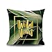 Lieson Housse de Coussin Canape 50x50, Housse Oreiller Decoratif Vert Or Taie de Coussin Salon Feuilles Tropicale Wild Heart, Lin