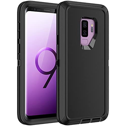 Mieziba for Galaxy S9 Plus Case,Shockproof Dropproof Dustproof 3-Layer Full Body Protection Rugged Heavy Duty High Impact Hard Cover Case for Galaxy S9+ 6.2 inch,Black