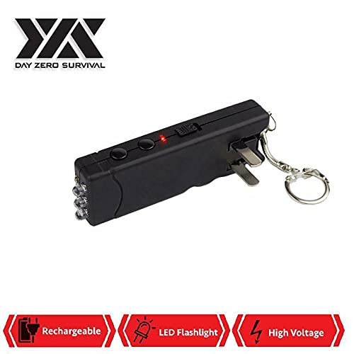 Day Zero Survival New Mini Keychain Stun Gun Led Flashlight Rechargeable + Case #TOP2