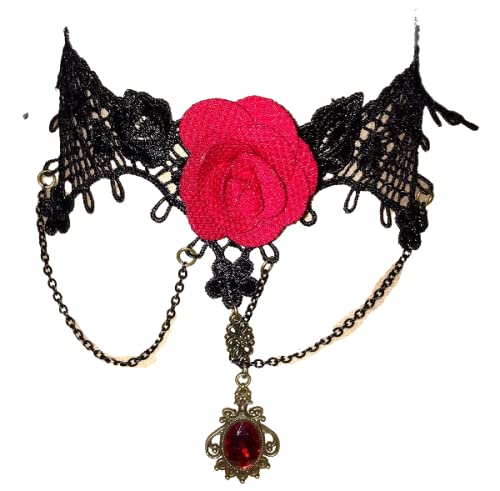 Collier dentelle noire rose rouge anti irritation léger qui ne glisse pas durant la journée