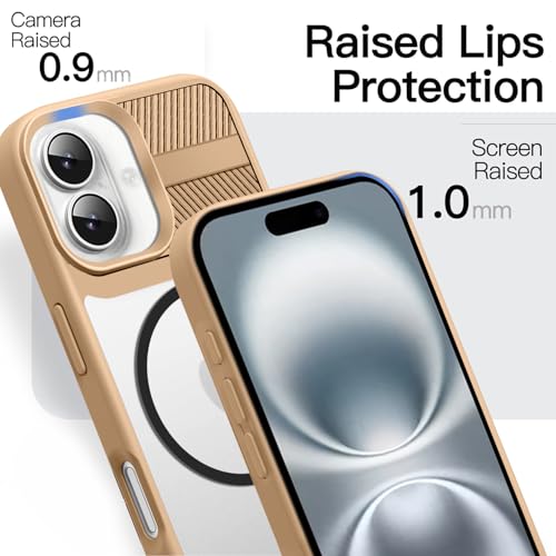 Image of KARWAN️ Magnetic Clear Back Case Cover for iPhone 16 (6.1-Inch-) |Acrylic Transparent Slim | Shockproof iPhone 16 Mobile Phone Back Cover [Clear Back] [TPU + Pc] [Brown]