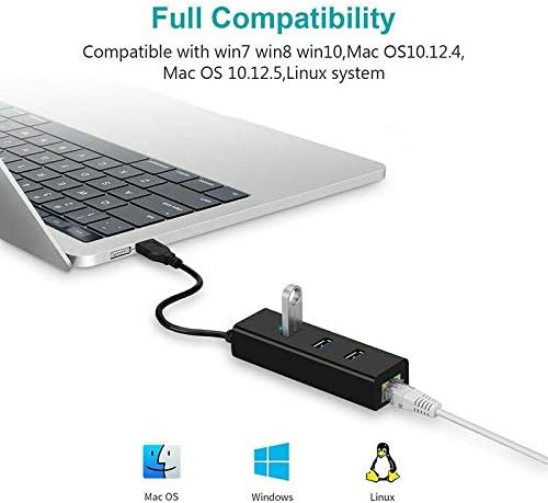 Davitu Electrical Equipments Supplies - 3 Ports USB 3.0 Gigabit Ethernet Lan RJ45 Network Adapter Hub to 1000Mbps For Computer Tablets And More