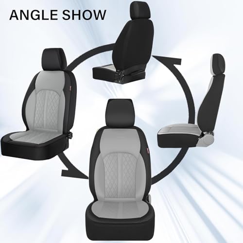 Image of Coverado Universal Leather Seat Covers Front Seats, Front Seat Covers for SUV, Pickup Truck, Sedan, Automotive Vehicle Interior, Waterproof and Durable All Weather Protector,Black&Gray