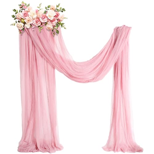 Teenyyou Wedding Arch Draping Fabric, Extra Long Freely Cut Boho Gauze Backdrop Curtains for Table Runner Wedding Backgrounds Arch Ceremony Ceiling Table Decors(Blush Pink,3 x 100ft,Cheesecloth)