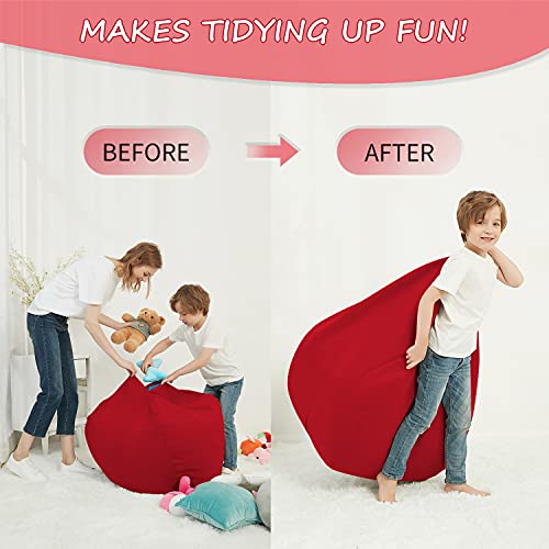 Langla-Shades Bean Bag Chair Cover, Stuffed Animal Storage, Soft Cotton Blend Beanbag Cover For Kids, Teens, Boys And Girls (Without Foam Or Bean Fill, 47" X 47", Xx-Large, Red) #TOP3