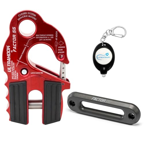 Factor 55 UltraHook Winch Hook Integrated Shackle Pin, Red (00250-01)