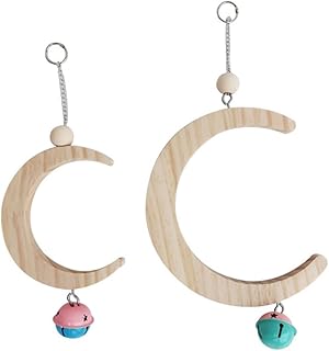 Ipetboom 2 Pçs Papagaio Balanço Da Lua Brinquedos De Madeira Pássaro Poleiro Periquito Poleiro Brinquedos De Dentição Pendurados Brinquedos Papagaio Madeira Pássaro Mastigar Brinquedos