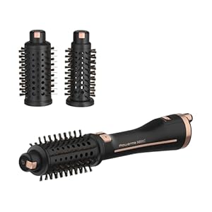 Rowenta Ultimate Experience 2-in-1 rotierende Warmluftbürste, 3 Bürstenaufsätze, erweiterter Style Assist, Ionen-Generator, ergonomisch, kompakt, Pro Keratin-Borsten, Schwarz/Roségold, CF9620F0