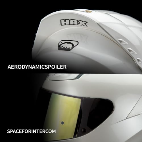 Image of HAX Onix Full Face Motorcycle Helmets DOT Approved, Pinlock Ready & Intercom Slot , Motorbike Powersports Street Racing for Men Women(Pearl White, L)