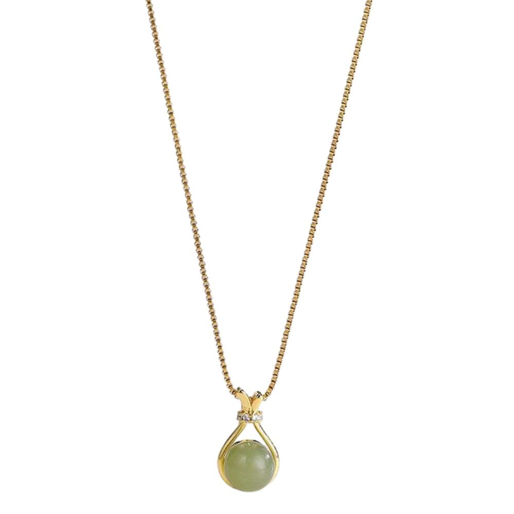 Elegant gold plated chain with pale green flawless pearl pendent necklace-image-21