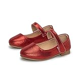 Generisch Mädchen Abendschuhe Mary Jane Halbschuhe Ballerinas Kinder Prinzessin Schuhe Hochzeitsschuhe Flache Baby Abendschuhe Party Schulschuhe (Red, 23 Infant)