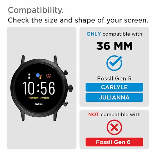 Image of {3 Pack Screen Guard For FOSSIL GEN 5 CARLYLE JULIANNA Smart Watch (1.28 inch) | Anti Scratch | HD Clear | Touch Sensitive | Gen5 9H Screen Protector [Not Tempered Glass]